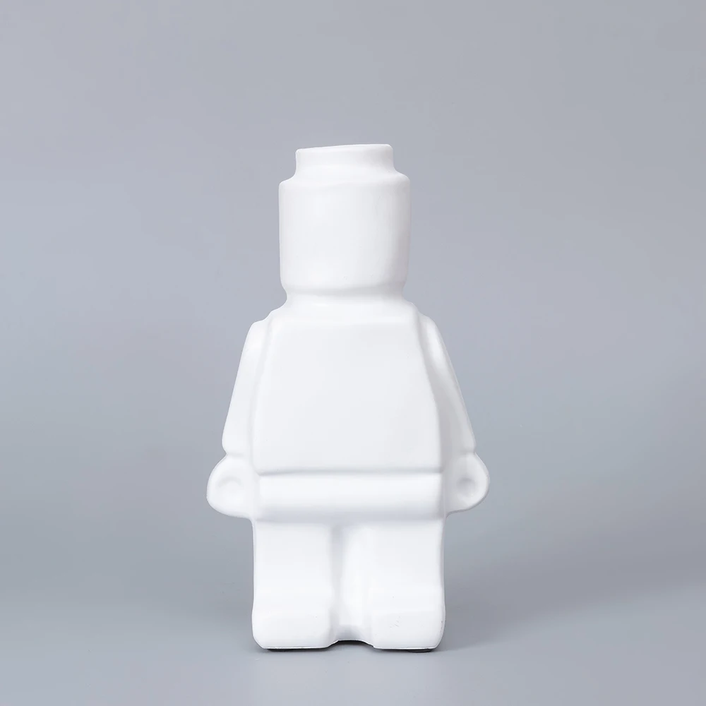 Nordic Style Ceramic Robot Vase Indoor Flower Pot Modern Home Interior Decoration White Goods Decoration Office Desk Decoration
