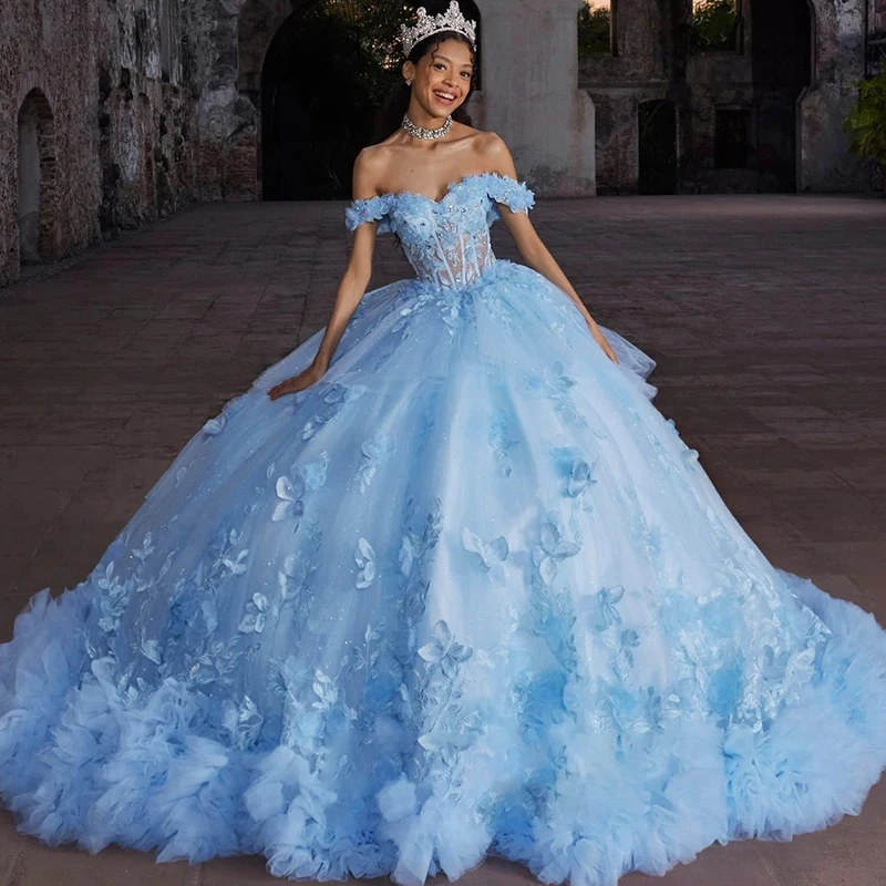 

High Quality Quinceneara Dress Organza With Embroidery Beading Ballgown V-Neck Sleeveless Customized Prom Party Gown Bow Lace Up