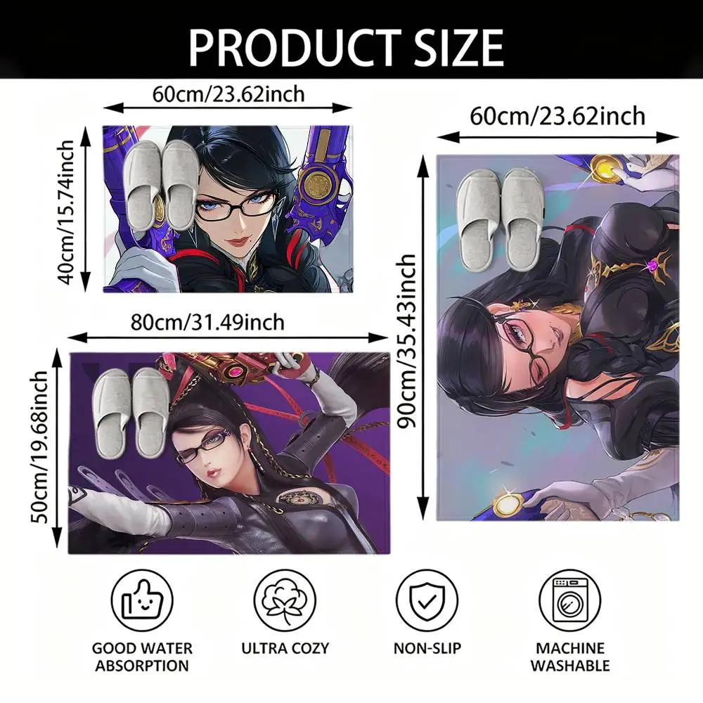 Game B-Bayonetta Floor Mat Soft Non Slip for Entry Door Bathroom Indoor Home Decorative Carpet