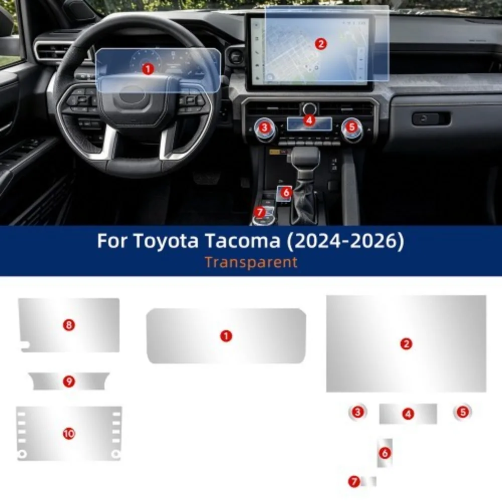 Film de protection intérieur de voiture en TPU, anti-rayures, pour Toyota Tacoma N300 24-26, autocollants transparents anti-déchirure, accessoires
