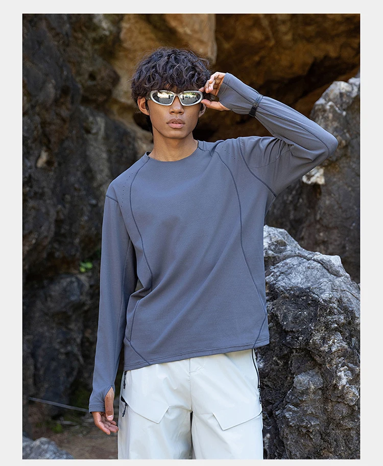 Herren Performance-T-Shirt mit Rundhalsausschnitt und langen Ärmeln – UPF50+ Sonnenschutz, 7A antibakteriell & schnelltrocknend für Sport- und Outdoor-Aktivitäten – Detail 19