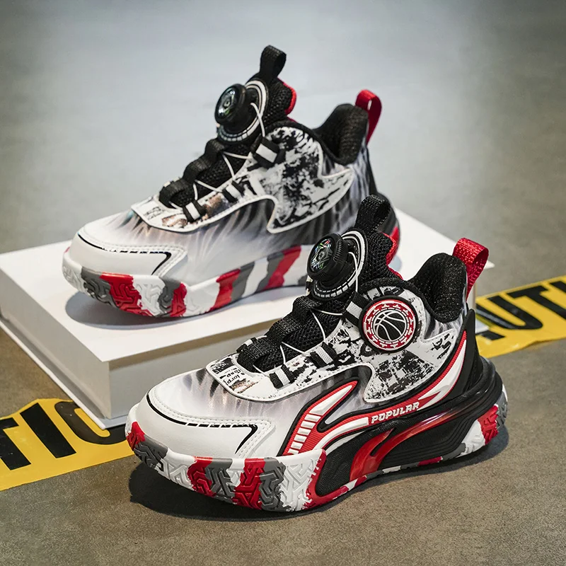 أحذية كرة السلة عالية الجودة للأولاد موضة الأزرق مقبض منصة أحذية رياضية للأطفال المدربين مريح عدم الانزلاق أحذية رياضية للأطفال