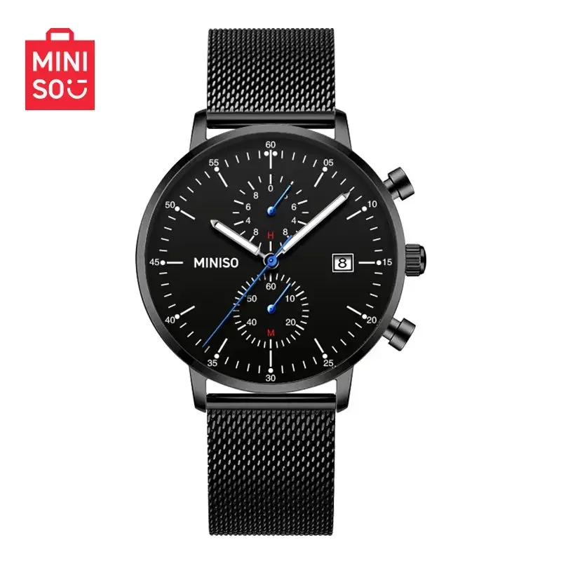 Miniso Genuine Men's Fashion Watch Steel Belt Waterproof Luminous Quartz Watches