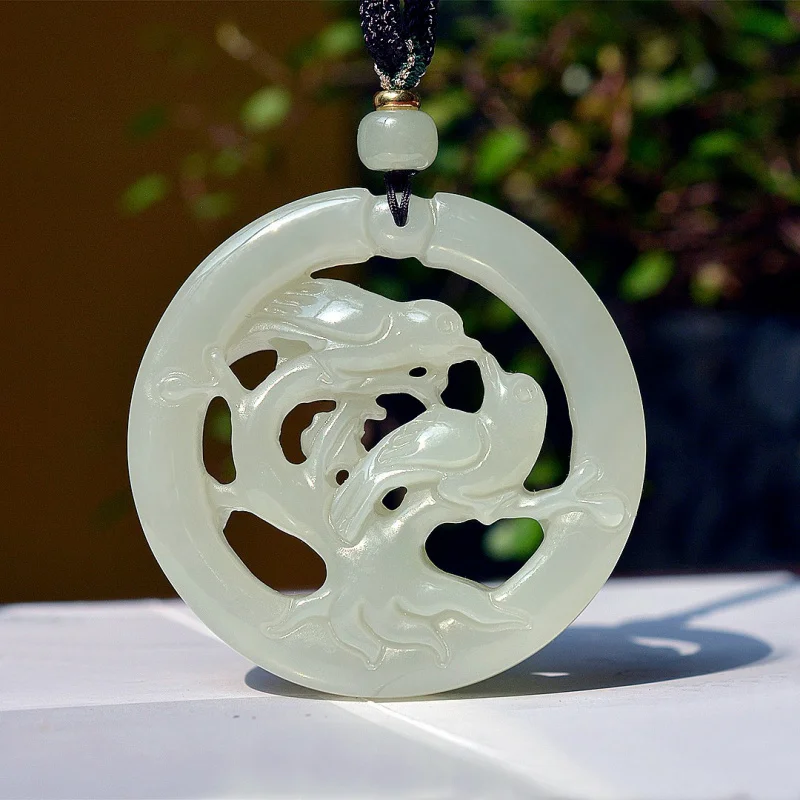 Exquisite Hetian jade Qinghai material Joy on Eyebrows pendant, ethnic style, fashionable and versatile