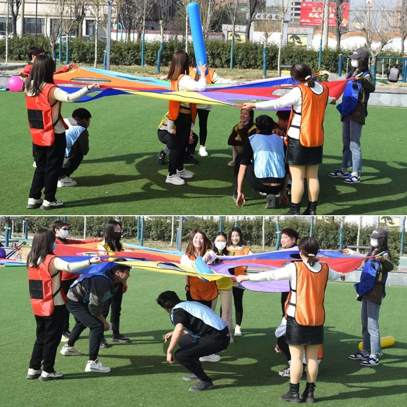 Outdoor Regenbogen Regenschirm Spielzeug schlagen einen Maulwurf Eltern-Kind-Spiele Fallschirm Kindergarten Team Spaß Sport sensorische Integration Training