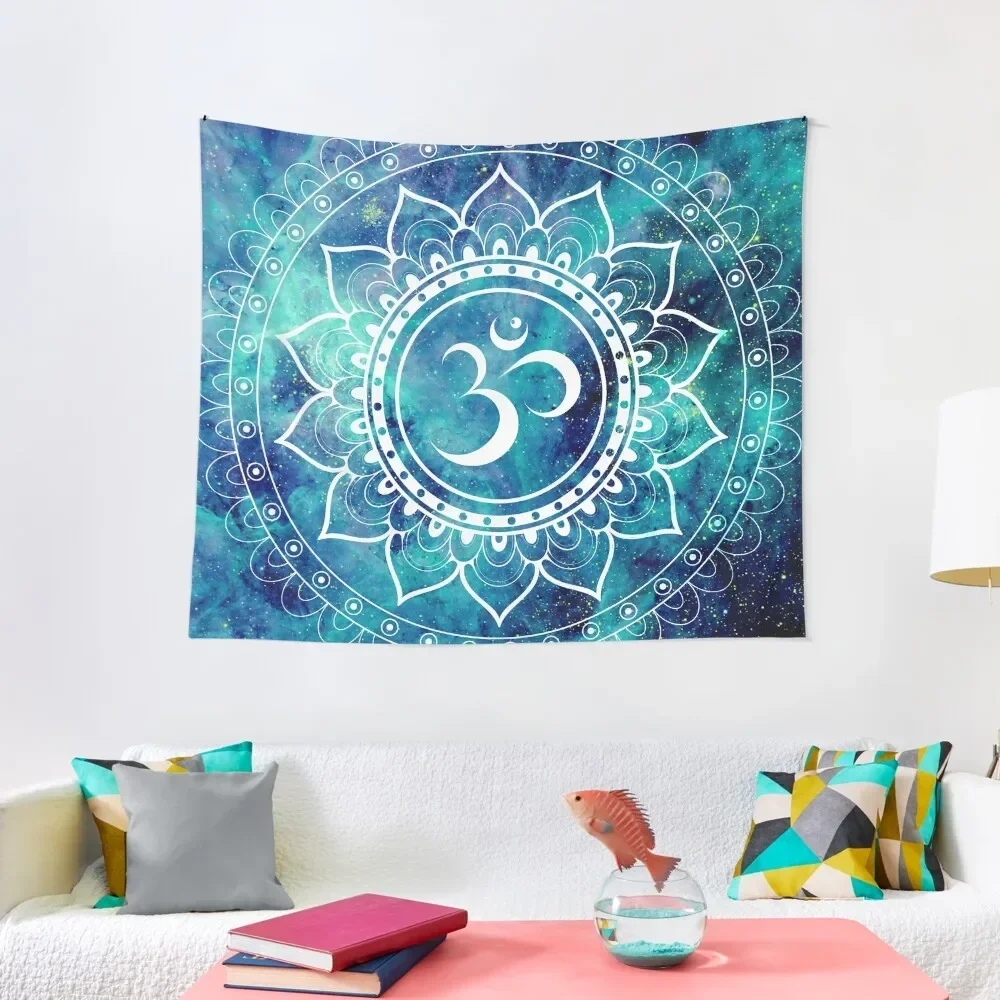 

Galaxy Om Mandala Teal & Midnight Blue Tapestry Wall Deco Things To The Room Tapestry