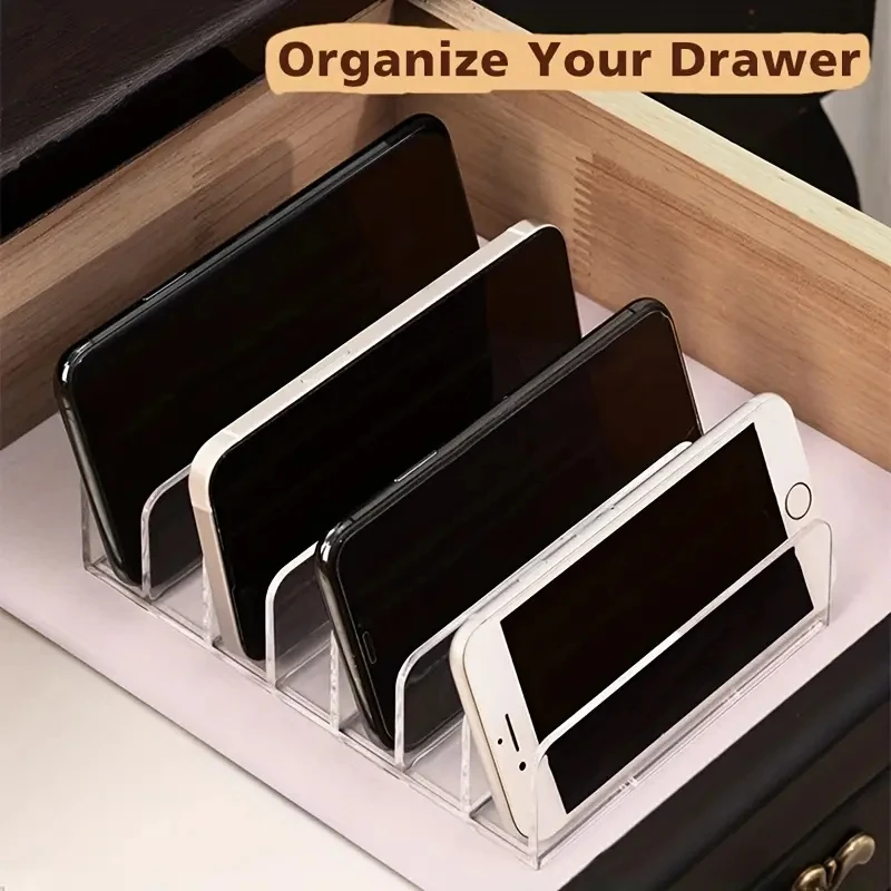 7 Section Divided Storage Holder Desktop Transparent Tablet Cellphone Organizer Box Stand For iPhone 15 14 Pro Max POCO Samsung