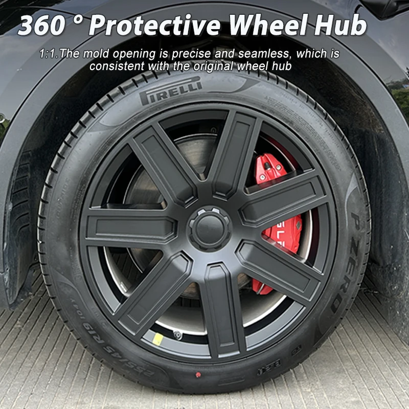 4 قطعة قبعات المحور 19 بوصة ل تسلا نموذج Y كاب الأداء استبدال السيارات Hubcap كامل حافة غطاء عجلة الملحقات 2023 2024