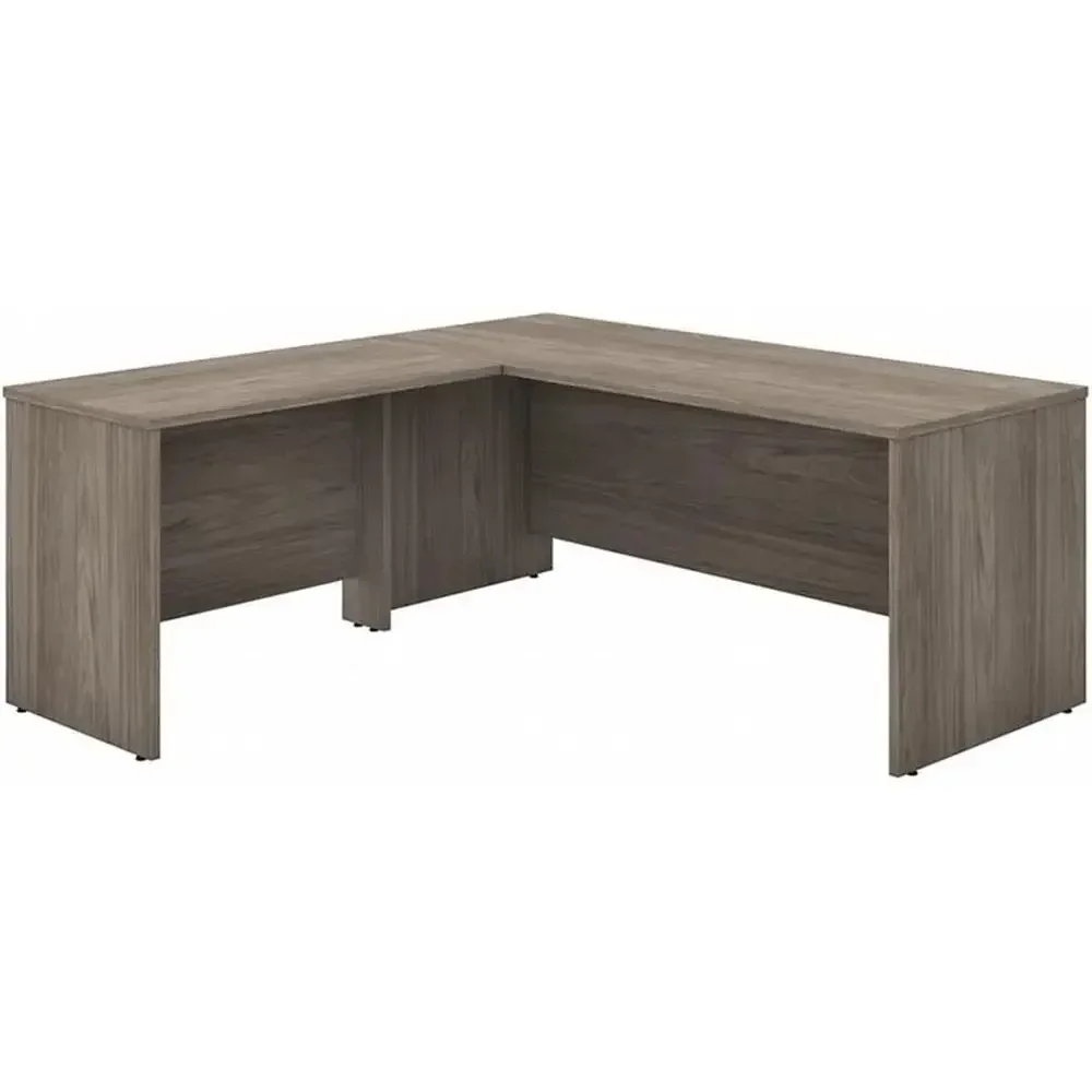 72W x 30D L-Shaped Desk with 42 Return in Warm Hickory for Home or Professional Office