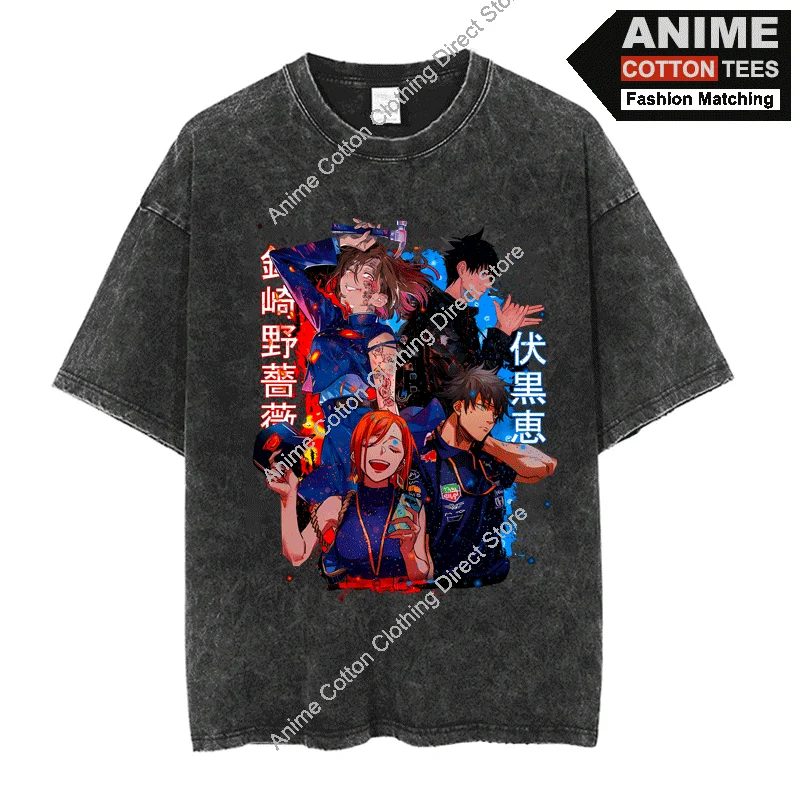 

Fushiguro Megumi & Kugisaki Nobara T-shirt Anime Print T Shirt Y2k Hip Hop Street Casual Unisex Oversized Loose Tees Cotton Tops