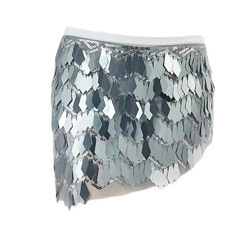 Womens Shiny Sequin Buikdans Hippe Sjaal India Kwastje Carnaval Rave Stage Performance Taille Chain Party Wrap Rok Riem Kostuum