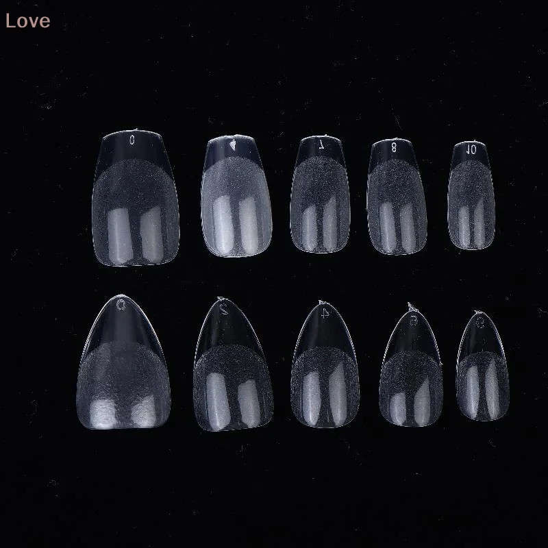 เล็บปลอมทรงอัลมอนด์สั้น [L&P] 288 ชิ้น แบบกึ่งด้าน ปลายใส 12 ขนาด สำหรับทำเล็บแบบเต็มเล็บ