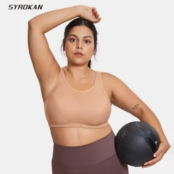 Syrokan Plus Curve Sportbeha 'S Hardlopen Fitness Dame Sportkleding Tops Vrouwen Hoge Ondersteuning Volledige Dekking Zonder Pad Draadloze Bh 'S