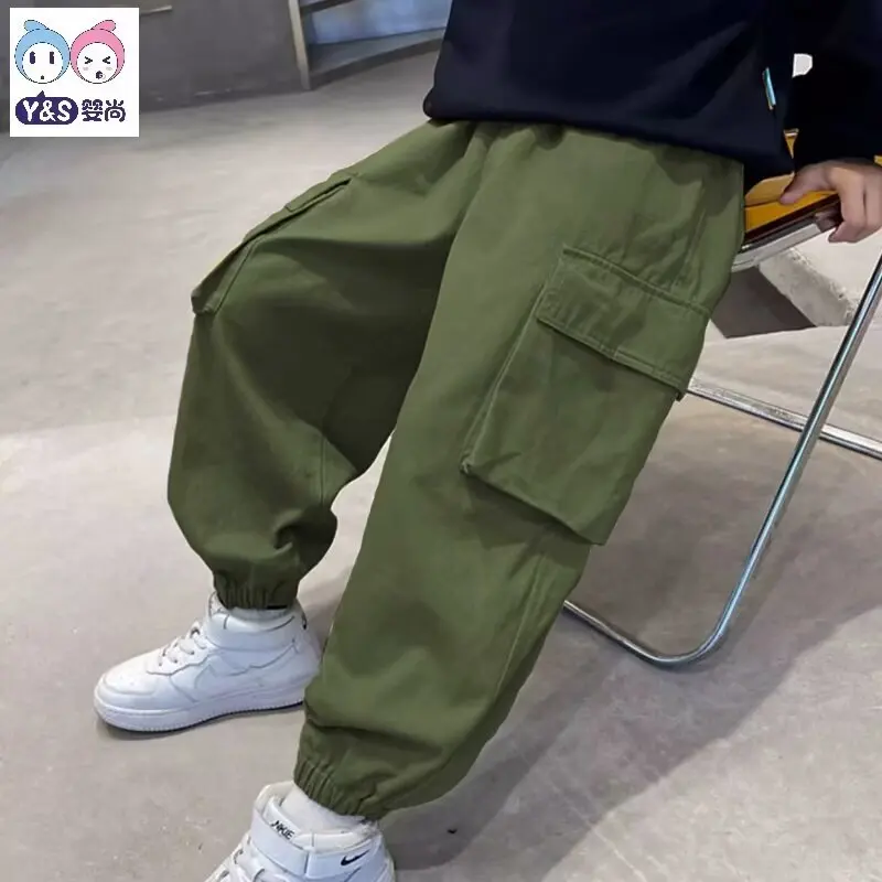 Teenage Boys Girls Cargo Pants Children's Trousers Wide-leg Casual Pants Fashionable Loose Clothes 5 8 10 12 14 Years Old