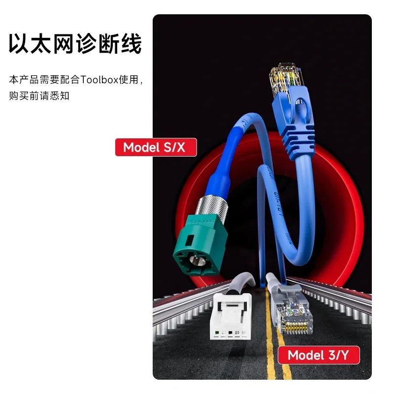 테슬라 진단 서비스 케이블, 테슬라 모델 3, Y, En, 모델 S, X, 이더넷 라인 진단 Cable1137658-00-A, 1137658-00-C, 1 개