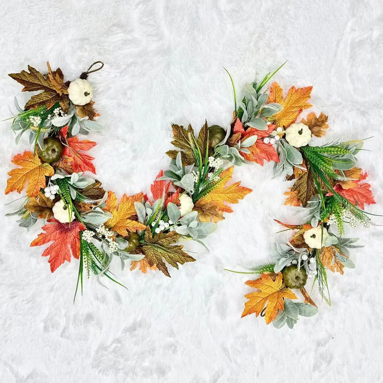 

2025 жаркий осенний венок, венок из тыквы, белый кленовый лист, ротанг, фестиваль урожая, День благодарения, Хэллоуин, венок, фермерский дом, белая крыса