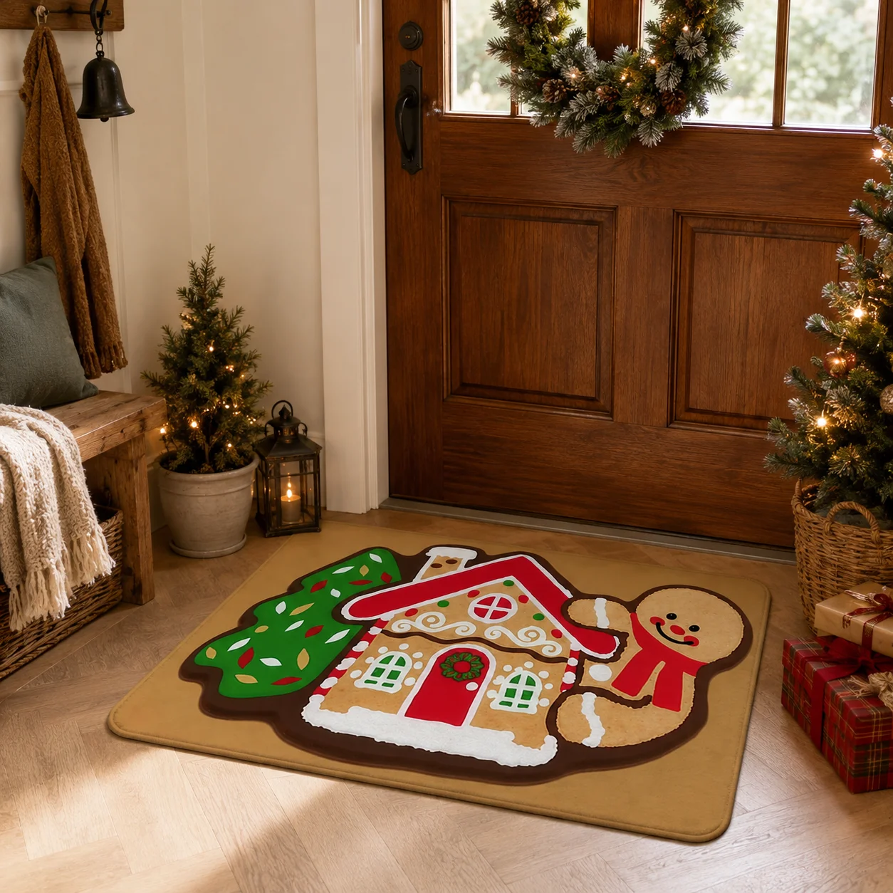 Christmas Doormat Welcome Mat Front Door Entrance Rug Indoor Covered Porch Holiday Home Decor Xmas Festive Entryway Decoration