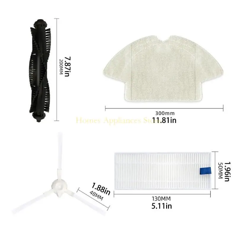 D0AB MOP Pad Robot nhựa Side Brush Bàn chải chính thay thế robot Bộ lọc bộ phận thay thế bộ phận Chất tẩy rửa cho 360