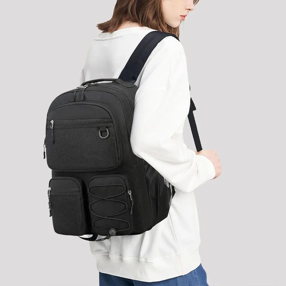 Водостойкий рюкзак для ноутбука 15,6 с несколькими карманами для школы, путешествий и приключений на свежем воздухе (черный)