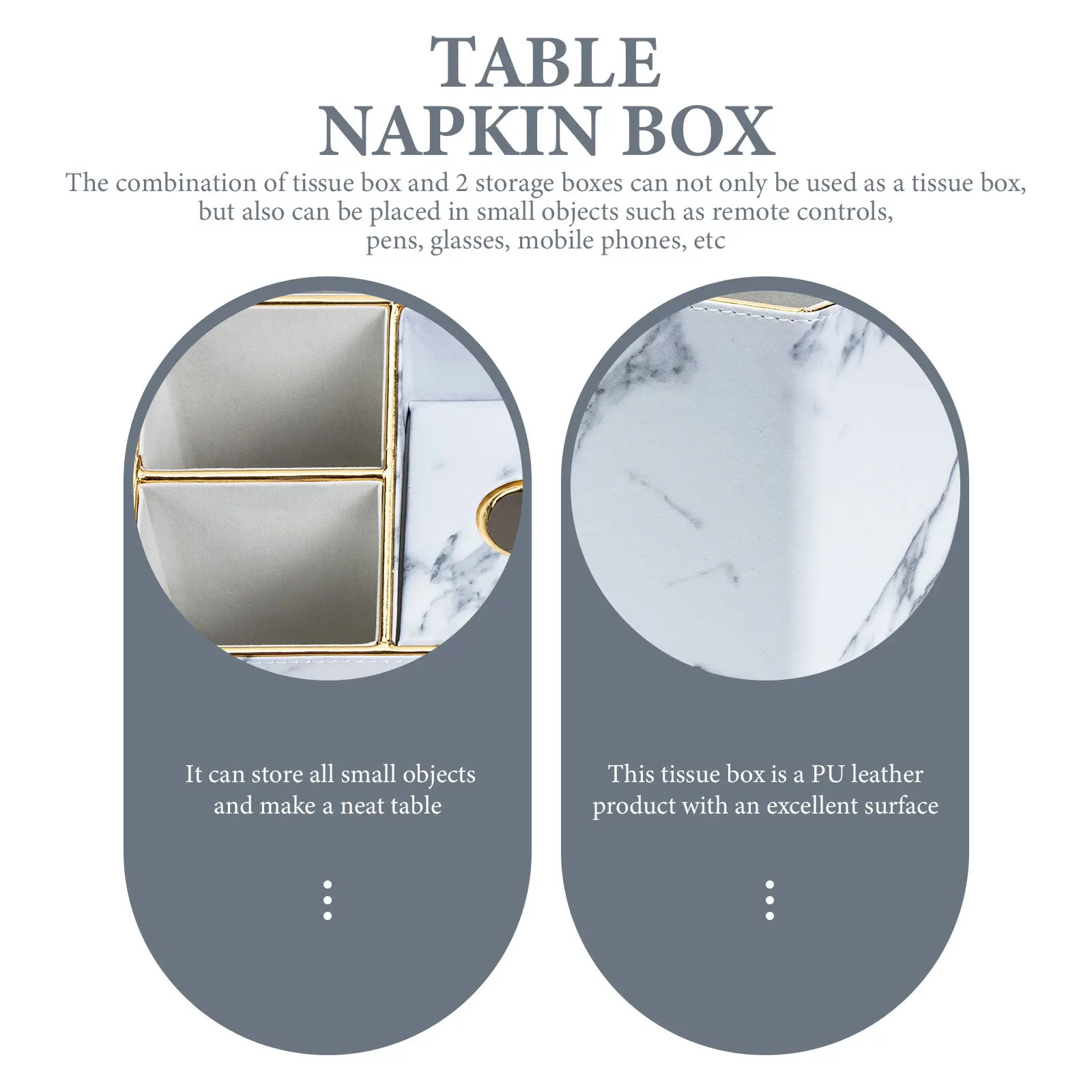 

Marble Pattern Storage Box Lightweight Organizer For Tissue Remote Controller Phone Holder Sundries Desktop Case Home