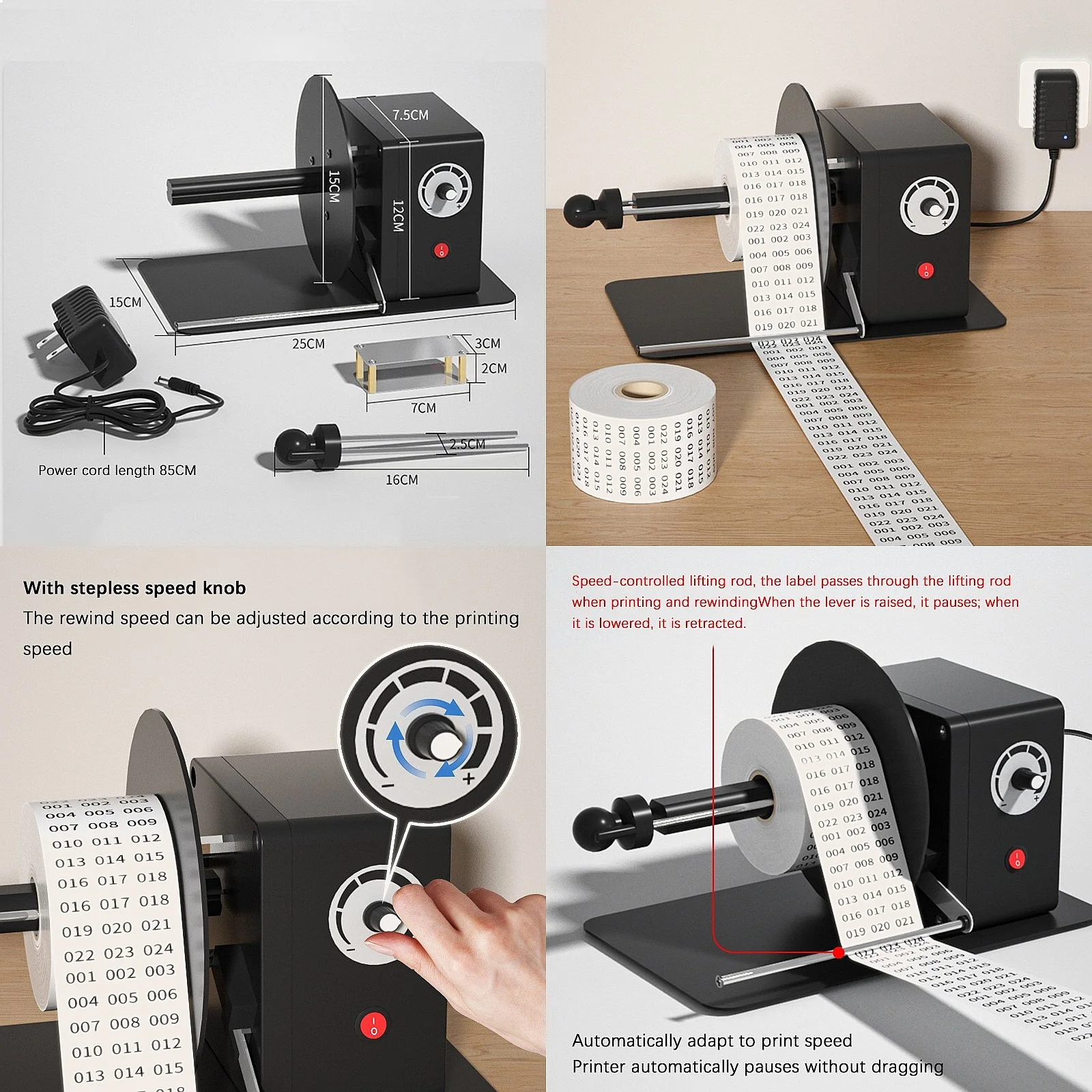 

Mini Desktop Automatic Label Rewinder Machine Washable Paper Industrial Strip Rewinder