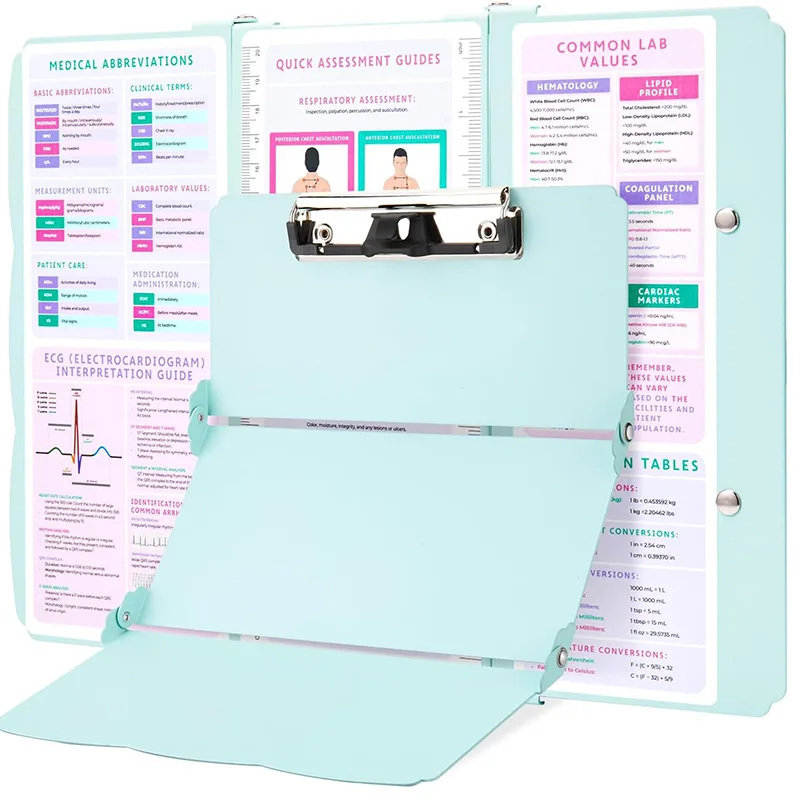 

2025 new aluminum nurse folding clipboard medical care tri-fold board with sticker