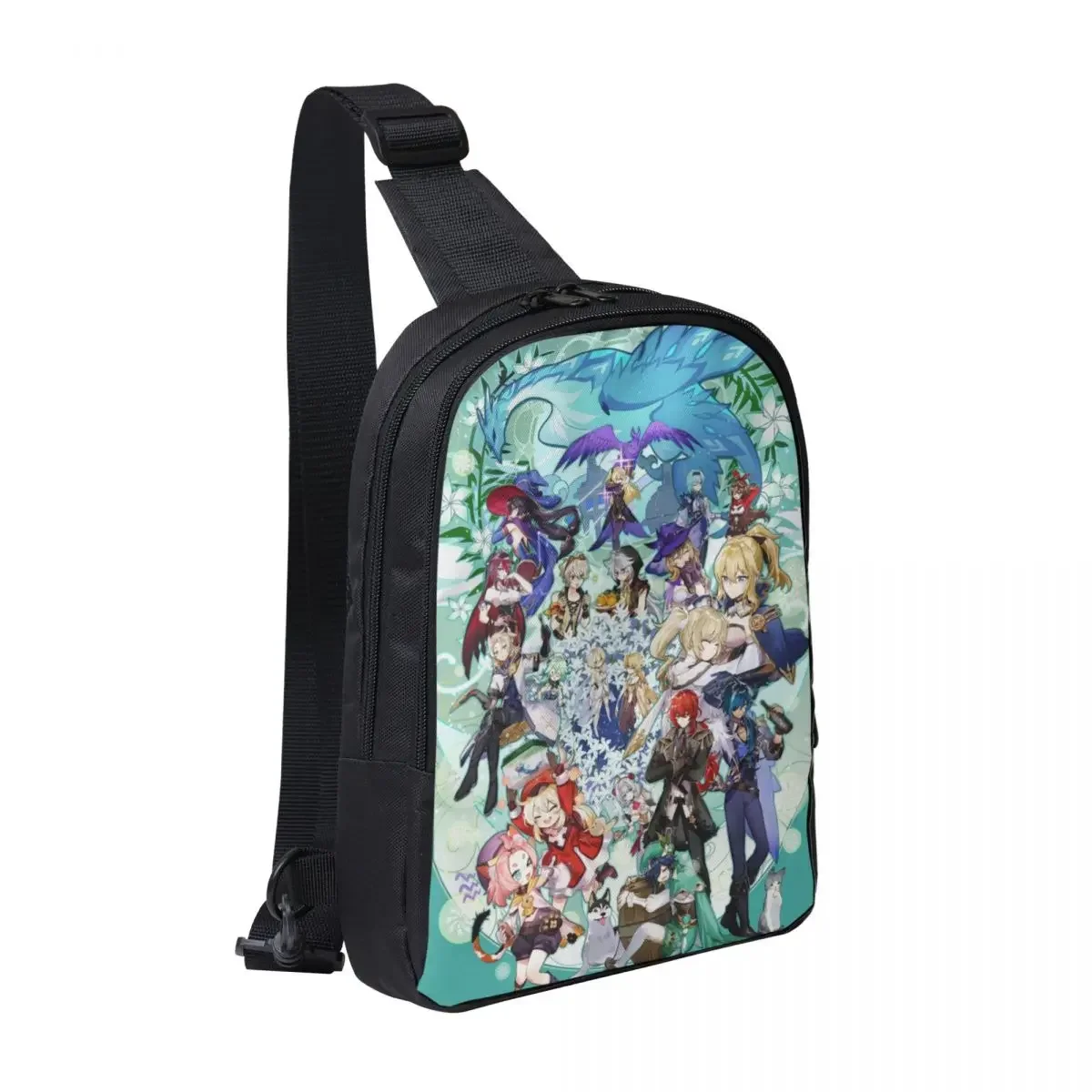 حقيبة ظهر Anime Genshin Impact Crossbody Sling حقيبة كتف بحمالة صدر قابلة للتعديل للسفر والمشي لمسافات طويلة في الهواء الطلق للنساء والرجال