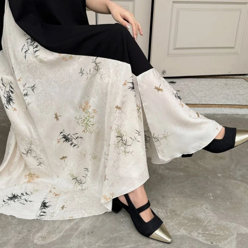 Plus Size Women's Summer Dress 2025 Korea Style Loose Jacquard Satin Long Dress Robe Short Sleeve Elegant Elbise Midi Dress