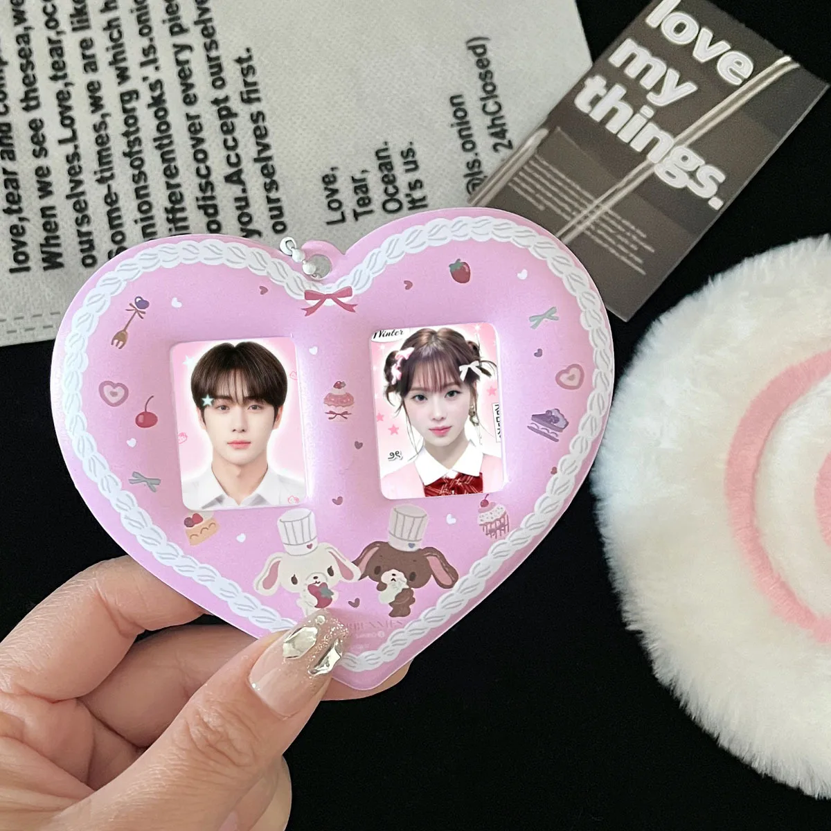 Kpop Photocard Holder with Keychain Cute Pendant Idol Album Photo Card Sleeves ID Bus Bank Credit Card Protector