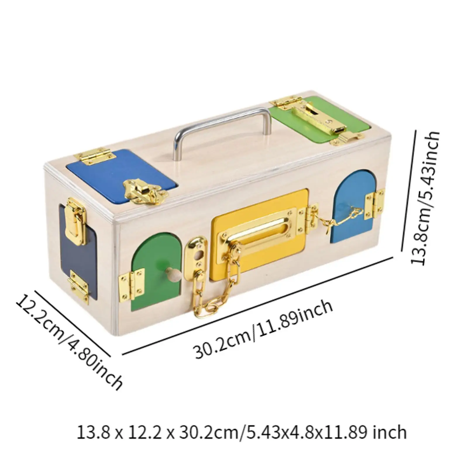 Montessori Lock Box Wooden Toy Lock Practice for Car Travel Home Preschool