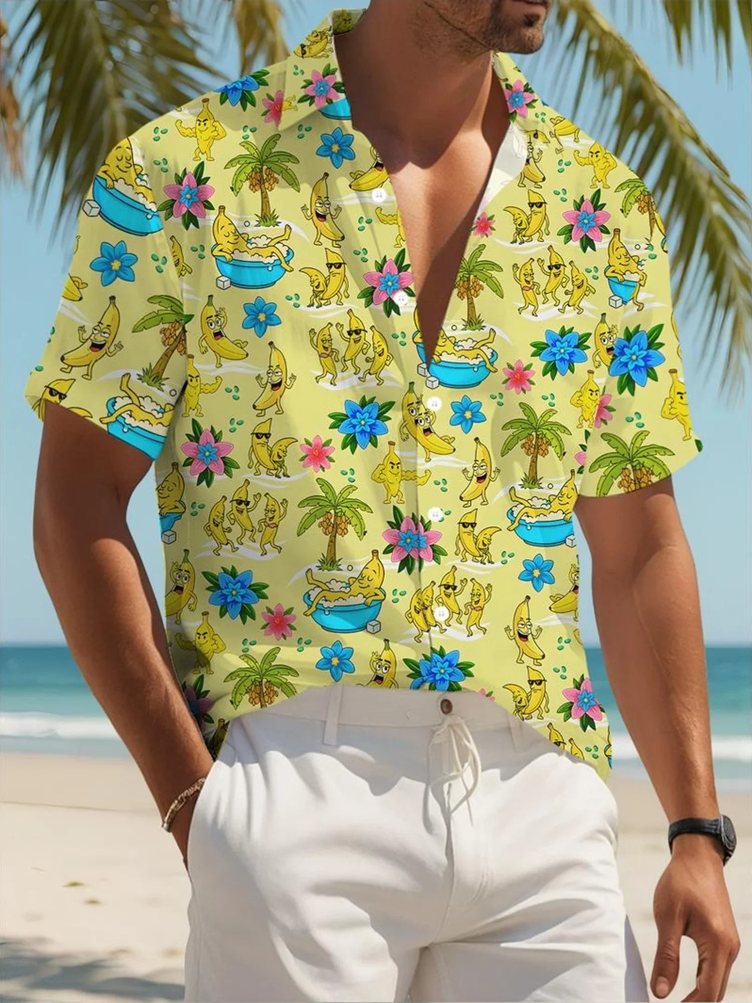 Men's Fashion Beach Hawaiian Shirt Summer Man Short Sleeve Cool Party Print Lightweight Breathable Casual Tops