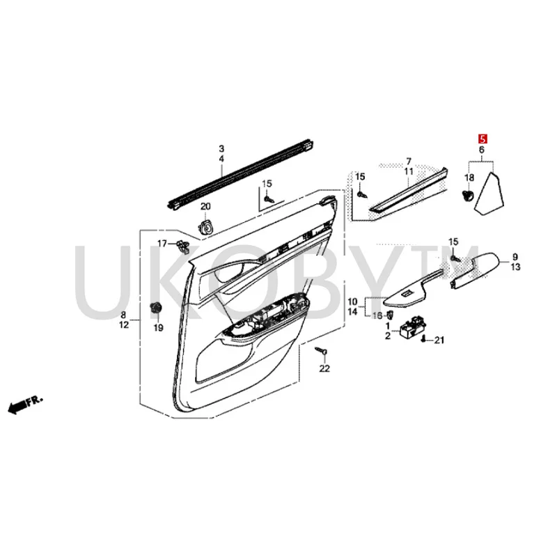 72980-TBA-A01ZA 72940-TBA-A01ZA Suitable for Ho nd a Ci vi c Interior panel of rear triangular window