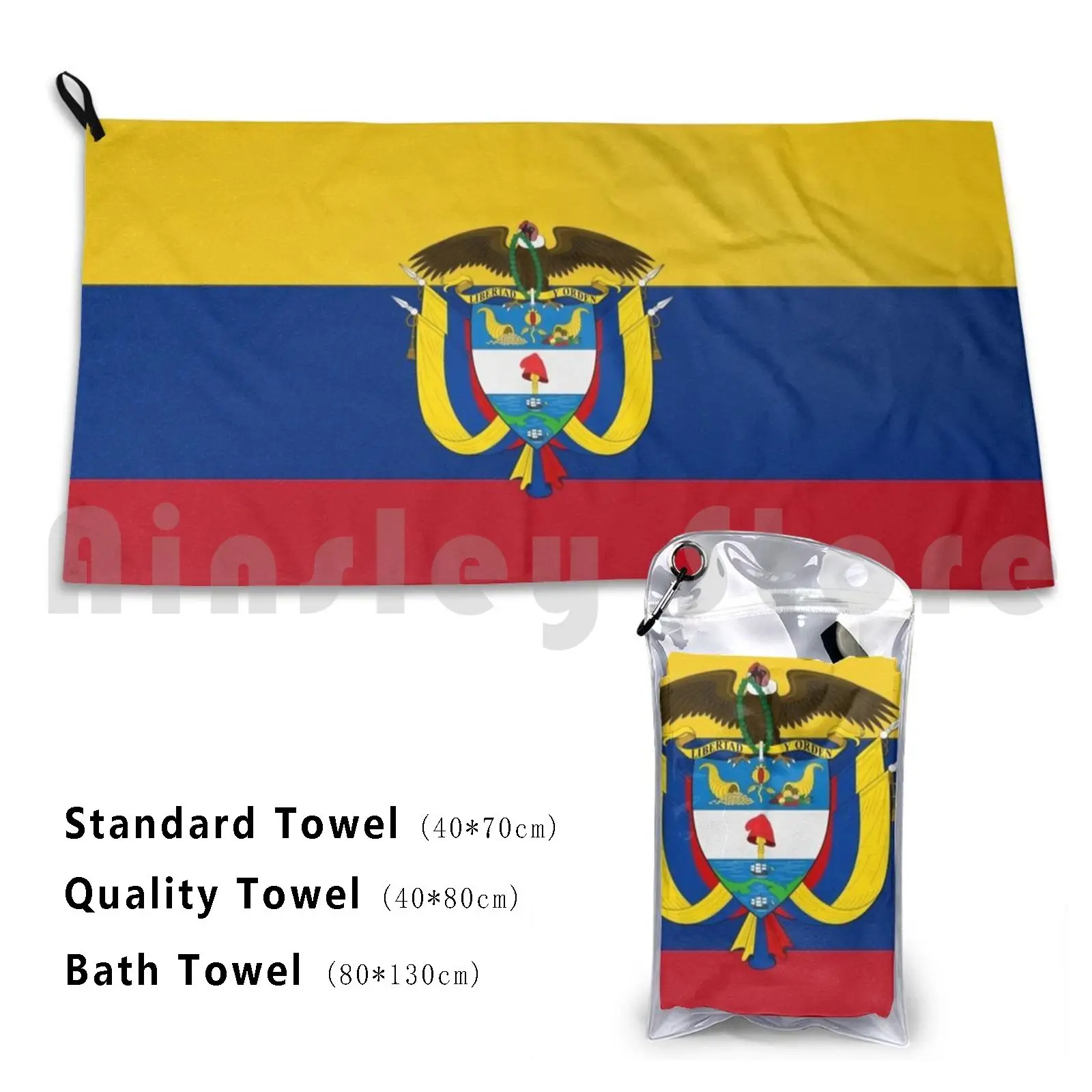 Towel Flag Of Colombia , Patriotic Gift 1808 Republic Of Colombia Flag Of Colombia Emblem Of