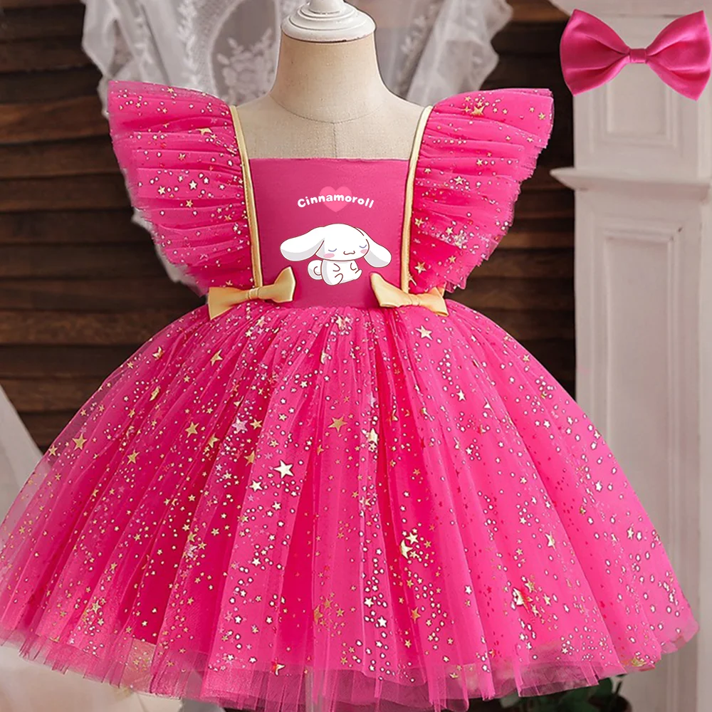 Cinnamoroll Girl Party Princess Dress Kids Evening Party Christmas Clothes New Year Dress Birthday Outfits Sequin Dress