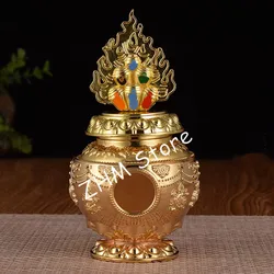 Gold Colored Offered Tibetan Buddhist Supplies Guanyin Moni Lotus Treasured Bottle Eight Auspicious Putting Decoration