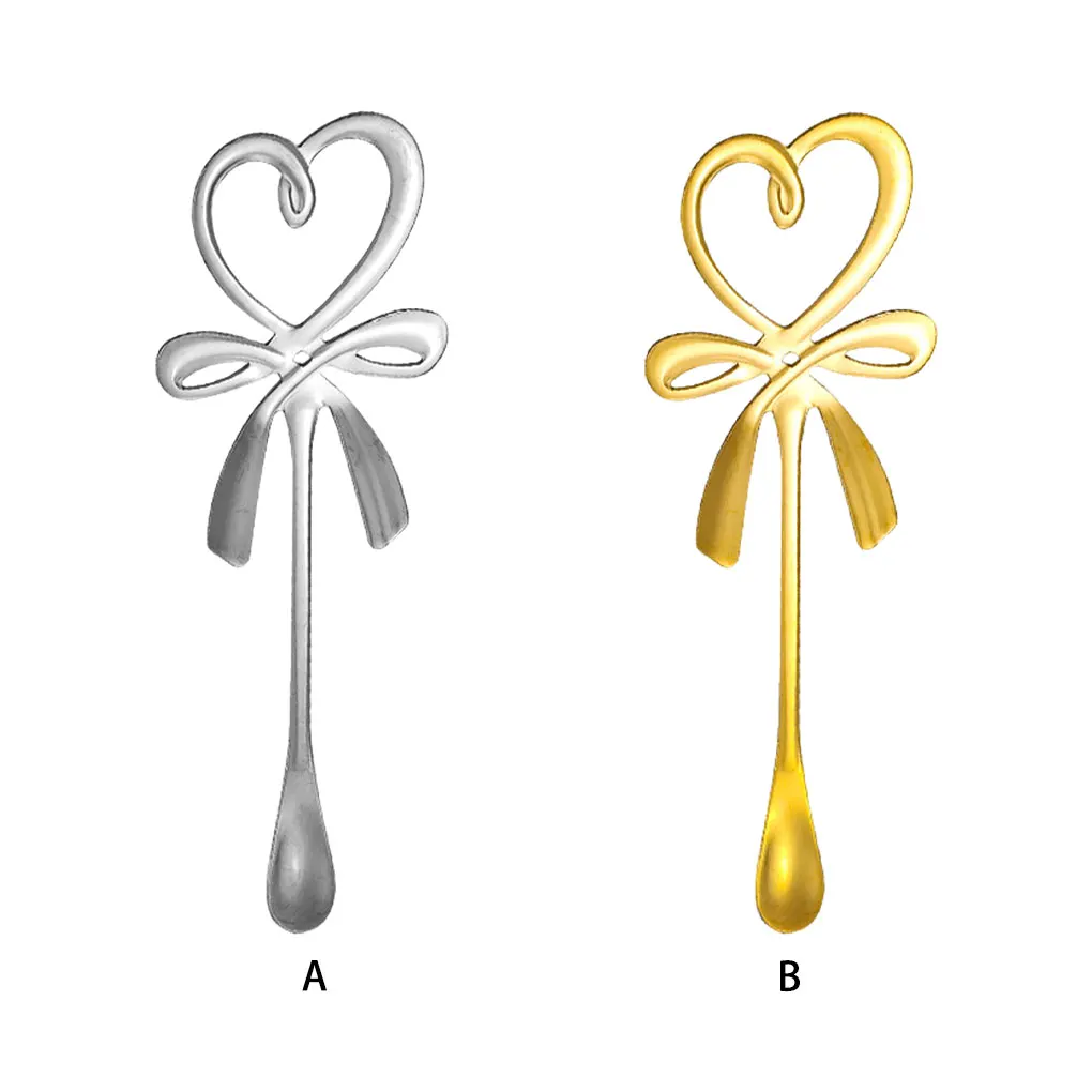 Coffee Lovers Essential Stainless Steel Spoon Easy To Clean Bow Knot Heart Shaped Mini Spoons Silver