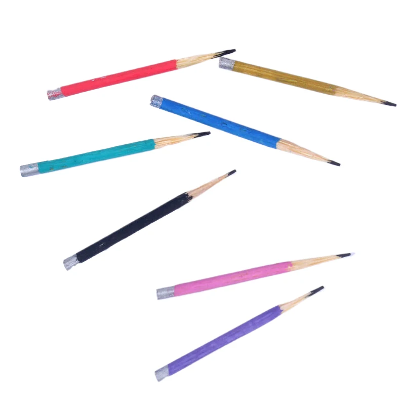 Juego de 10 piezas de bolígrafos de colores en miniatura, juguete para jugar en casa de muñecas, material escolar de simulación para niños y decoración del hogar
