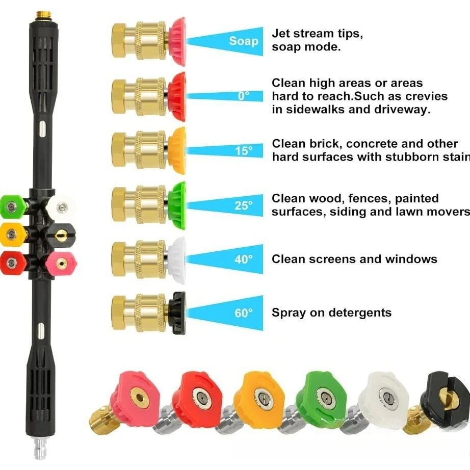 roof cleaning, high pressure water gun extension rod 9-piece set, a total of 90 inches 1/4 quick plug connector