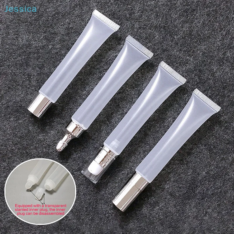 ♥ Tubos Cosméticos Recargables - Envases Vacíos de 20 ml con Tapas Plateadas para Brillo Labial y Crema