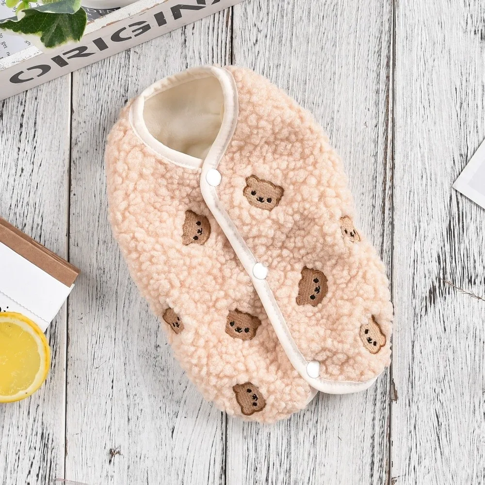 

Fashion Bear Strawberry Embroidered Puppy Clothes Windproof Cold Proof Warm Vest Soft Pet Vest Pet Supplies