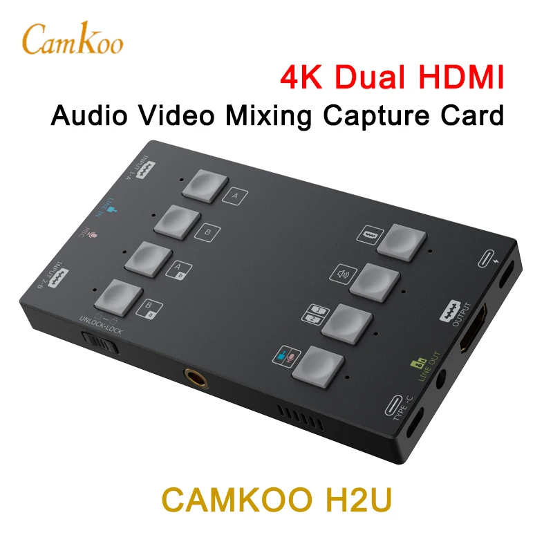 

CAMKOO H2U 4K Dual HDMI-compatible Video Capture Card Video Recorder For Camera Mix Wirecast Encoder Live Streaming