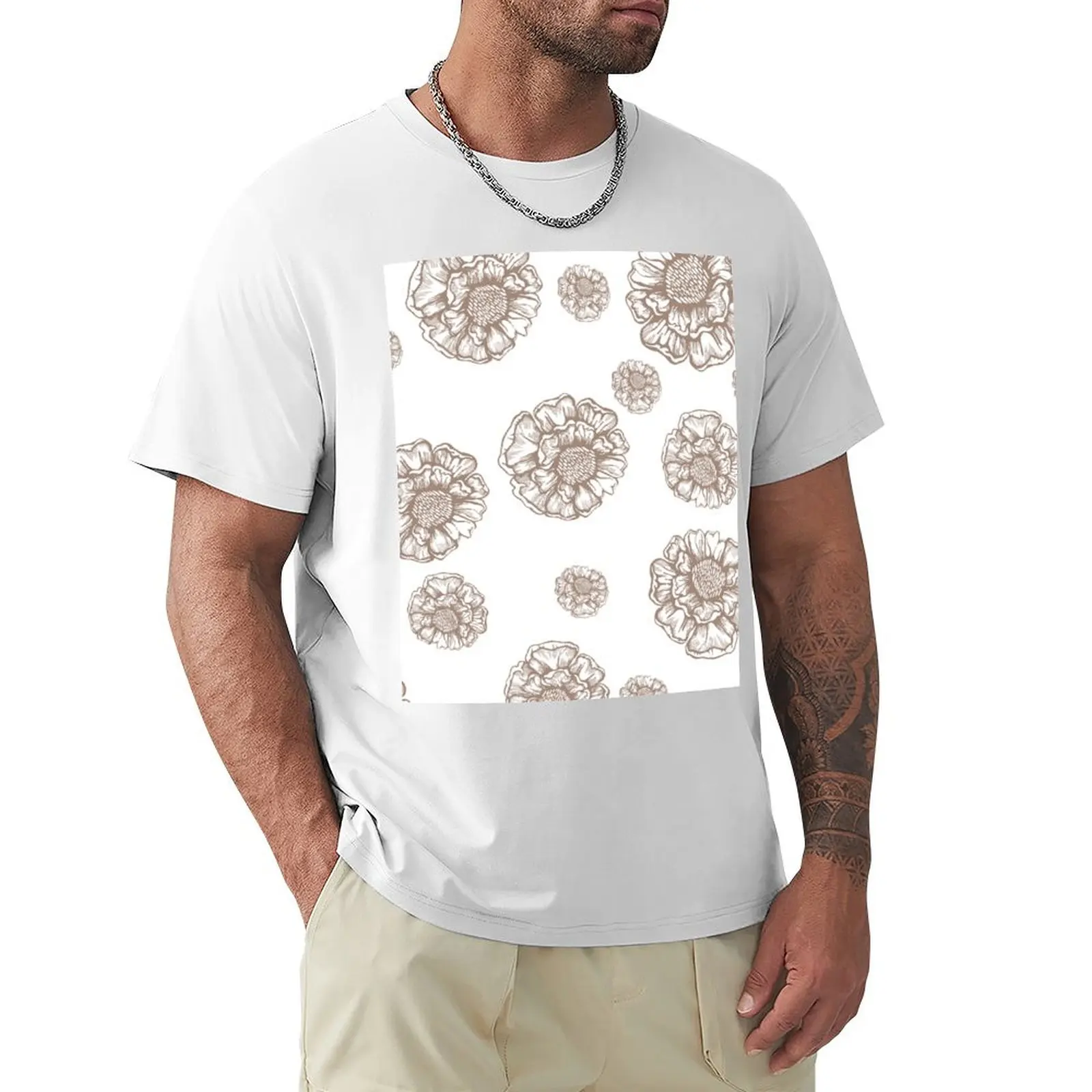 peony graphic floral spring graphic T-Shirt blanks korean fashion mens tall t shirts