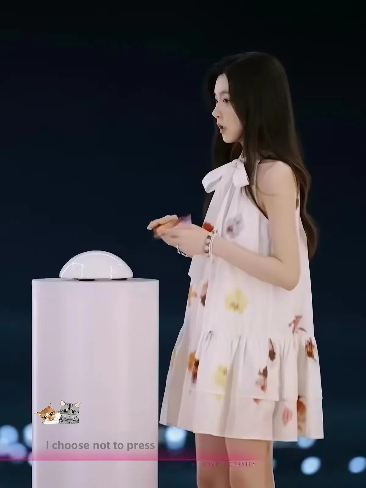 Bare-Shoulder Printed Dress with Bow-Knot Neckline Wooden-Edged Sleeves for Women Stage Performance Wedding Winter Mid-Age