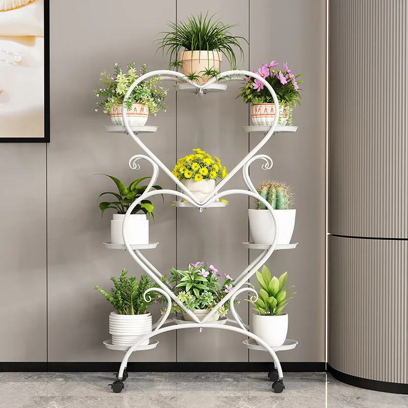 5/6/9 Pots Metal Plant Stand Flower Pot Display Rack Planter Shelves Indoor Storage Shelf For Home Balcony Living Room Garden