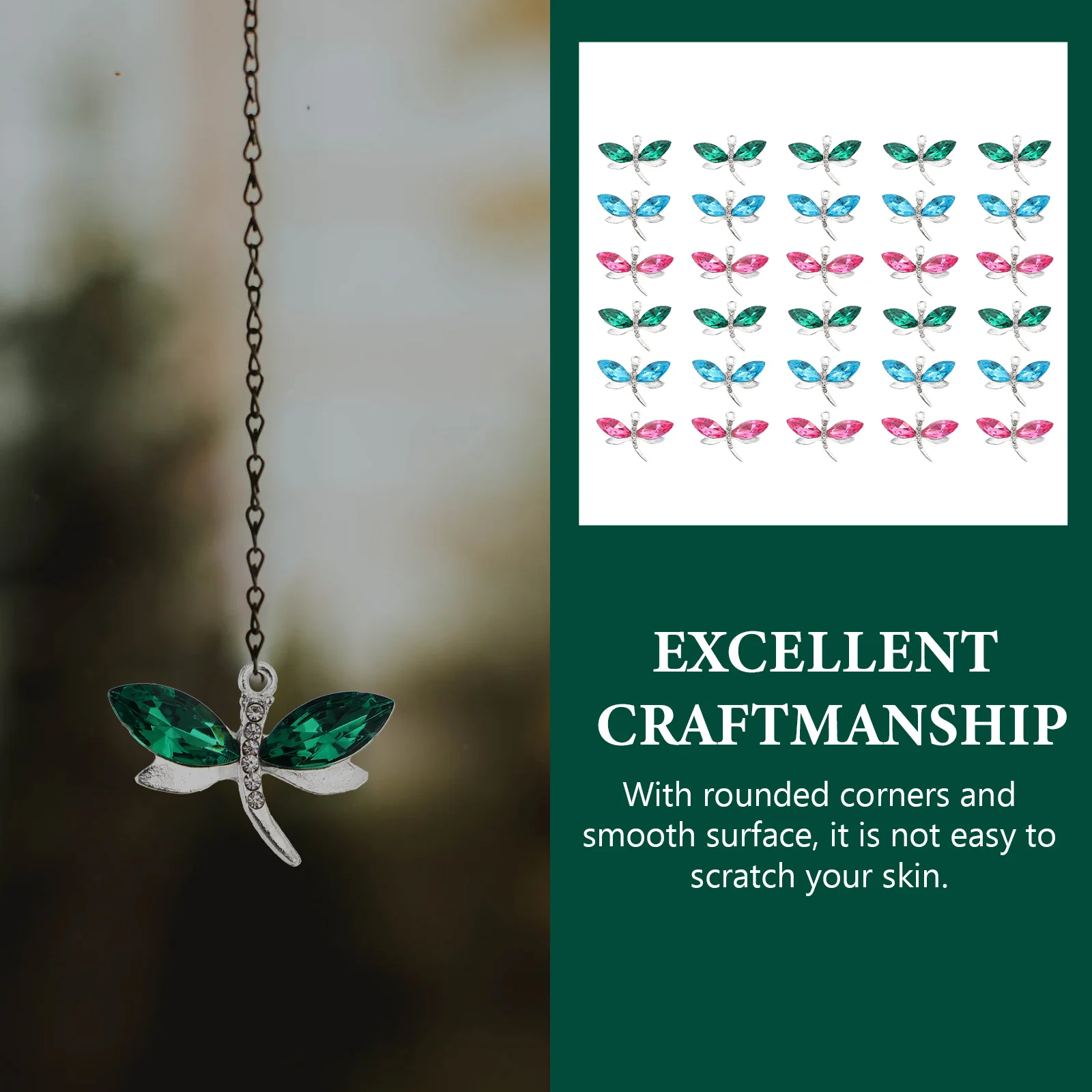

30pcs Dragonfly Shaped Charms Jewelry Making Pendants DIY Earring Necklace Accessories Rhinestone Resin Alloy Lightweight