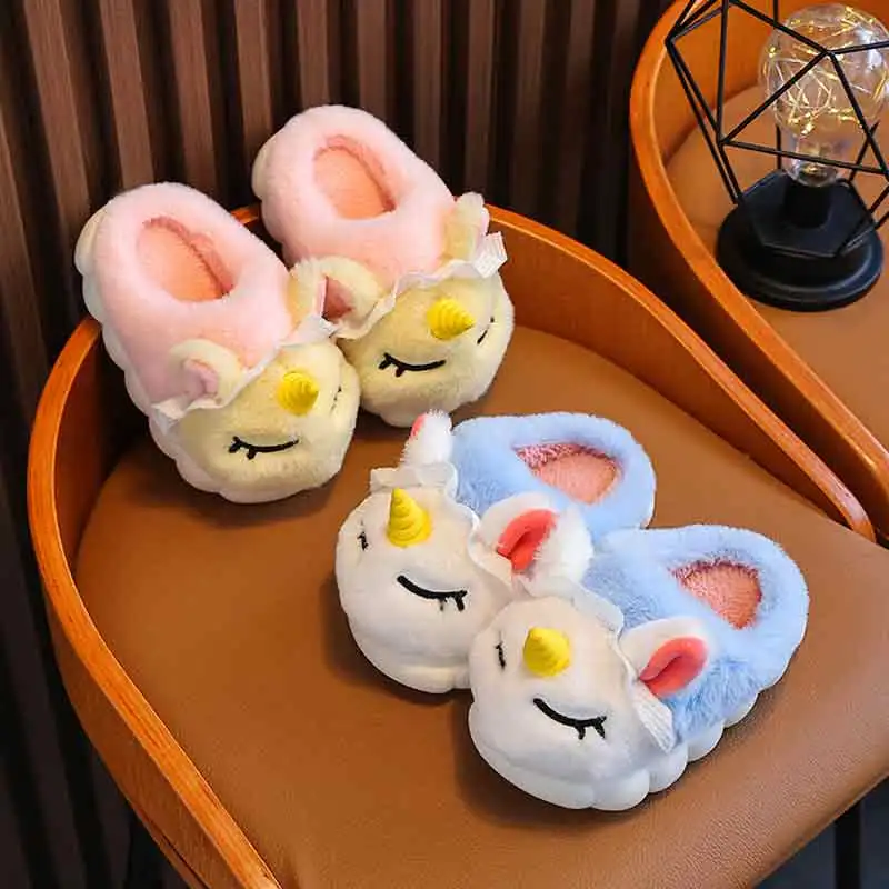 2025 جديد الأسرة نعال من القطن لطيف بنين بنات أطفال وكبار أفخم المضادة للانزلاق الدافئة كعب مغلق أحذية منزلية #2