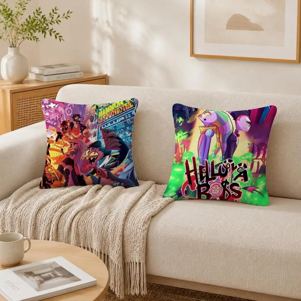 American Anime H-helluva Boss Cushion Cover Plush Decorative Pillow Case With Hidden Zipper Cutecore Room Decor For Home