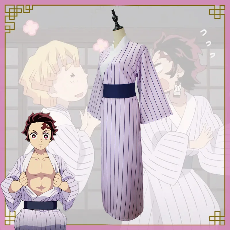 Demônio Slayer Anime Cosplay Kamado Tanjirou Homens Kimono Traje