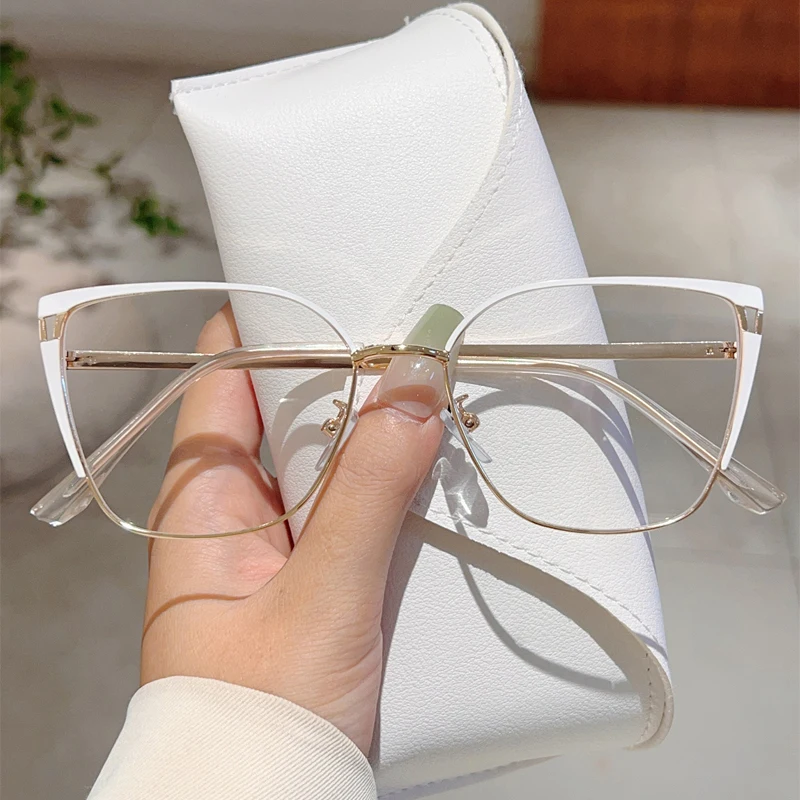KAMMPT Oversized Cat Eye Glasses Women 2024 Fashion Vintage Multi-color Rim Optical Frames Trendy Blue Light Blocking Eyewear