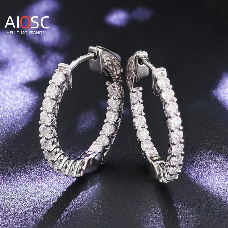 

AIOSC 14K/18K Gold Moissanite Earrings Premium Feeling Full Diamond Studs with GRA Certificates Customised Fine Women Jewellery